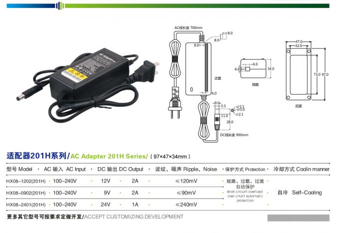 WHOOSH el adaptador de la cámara CCTV del adaptador de las tiras de la luz de 24W 2A LED 0
