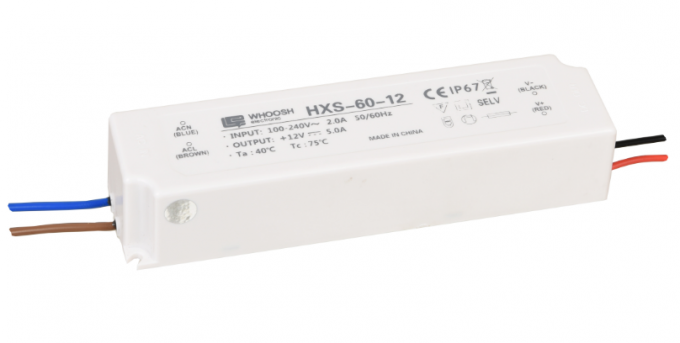 Conductor plástico impermeable de la vivienda 60W 12V 5A LED de la fuente de alimentación de la muestra IP67 del LED 0